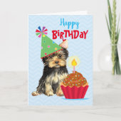 Birthday Cupcake Yorkie Karte (Vorderseite)
