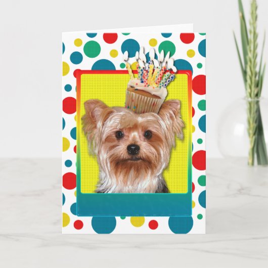 Birthday Cupcake - Yorkshire Terrier Karte (Vorderseite)