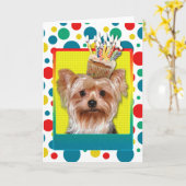 Birthday Cupcake - Yorkshire Terrier Karte (Gelbe Blume)