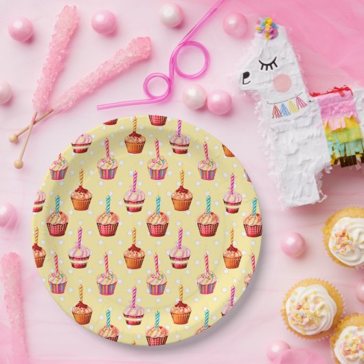 Birthday Cupcakes and Polka Dot Pappteller (Party)