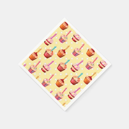 Birthday Cupcakes and Polka Dot Serviette (Ecke)