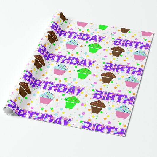 Birthday Cupcakes Wrapping Paper Geschenkpapier (Ungerollt)