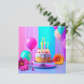 Birthday Custom card Einladung (Stehend Vorderseite)