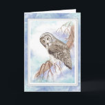 Birthday Custom Name with Great Grey Gray Owl Bird Karte<br><div class="desc">Original Watercolor Great Grey,  Gray Owl Bird  Customize inside greeting with your own names</div>