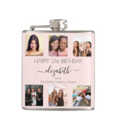Birthday custom photo collage rose gold friends flachmann (Vorderseite)