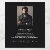 Birthday custom photo fun facts bio black guys man weinetikett (Einzelnes Label)