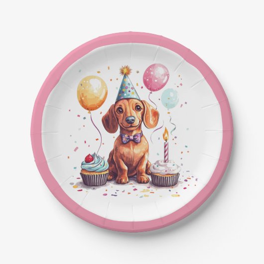 Birthday Dachshund Dogs Pappteller (Vorderseite)