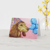 Birthday Dachshund Karte (Gelbe Blume)