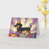 Birthday Dachshund (smooth coat) Karte (Gelbe Blume)