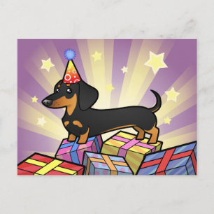Birthday Dachshund (smooth coat) Postkarte