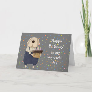 Birthday Dad Father Cute Dog Watercolor  Karte