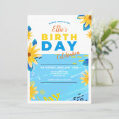 Birthday Daisies Einladung (Stehend Vorderseite)