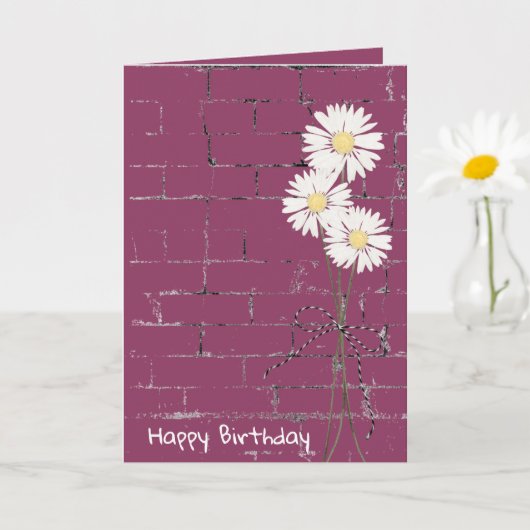 Birthday Daisy Bouquet auf Brick Karte (Kleine Pflanze)
