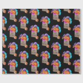 Birthday Daisy Bouquet auf schwarz Geschenkpapier (Flach)