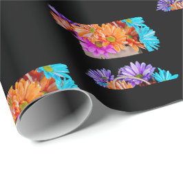 Birthday Daisy Bouquet auf schwarz Geschenkpapier