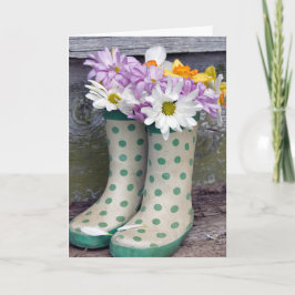 Birthday daisy Bouquet in Stiefeln Karte