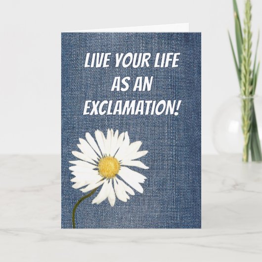 Birthday Daisy On Denim Fabric Karte (Vorderseite)