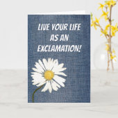 Birthday Daisy On Denim Fabric Karte (Gelbe Blume)