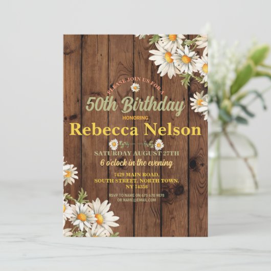 Birthday Daisy Party laden jedes Alter Blumenwald  Einladung (Stehend Vorderseite)