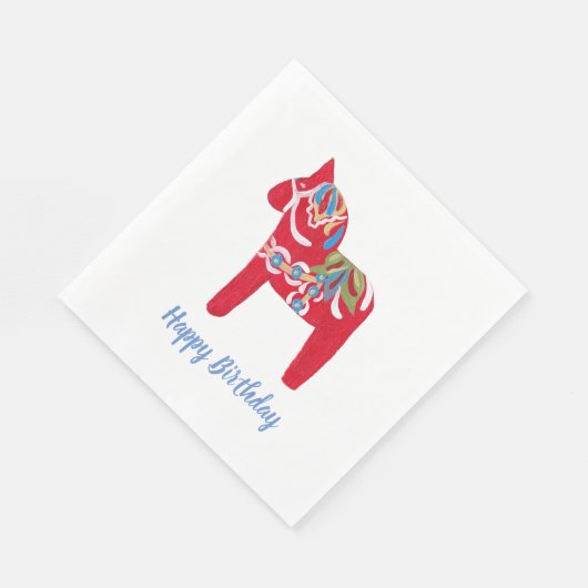 Birthday Dala Horse Serviette (Ecke)