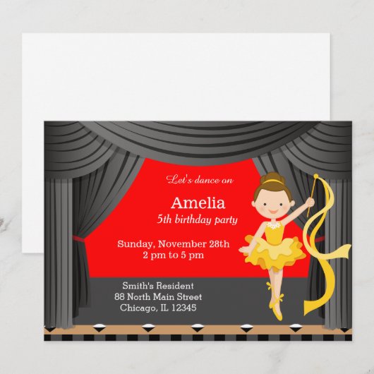 Birthday Dancer Einladung (Vorne/Hinten)