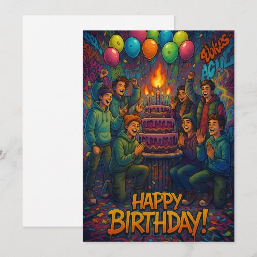 Birthday. Dankeskarte (Vorne/Hinten)