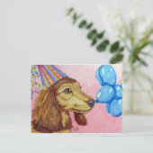 Birthday Daschund Postcard Postkarte (Stehend Vorderseite)