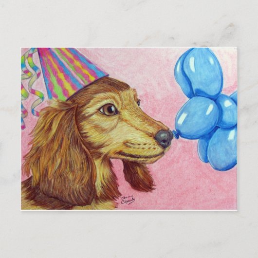 Birthday Daschund Postcard Postkarte (Vorderseite)