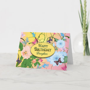BIRTHDAY - DAUGHTER - BUTTERFIES & FLOWERS KARTE
