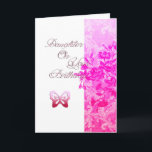 Birthday Daughter (rosa) Karte<br><div class="desc">Rosa Blüte mit Schmetterlingen Geburtstagstochter-Karte.</div>