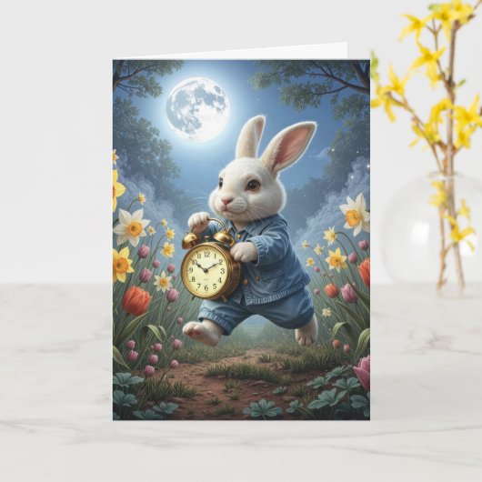 Birthday Daylight Saving Time Bunny Karte (Gelbe Blume)