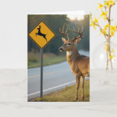 Birthday Deer Crossing Sign Karte (Gelbe Blume)