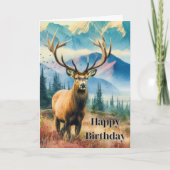 Birthday Deer mit Antlers Gruß Karte (Vorderseite)