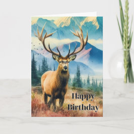 Birthday Deer mit Antlers Gruß Karte