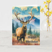 Birthday Deer mit Antlers Gruß Karte (Gelbe Blume)