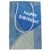 Birthday Denim Heart Mittlere Geschenktüte (Vorderseite)