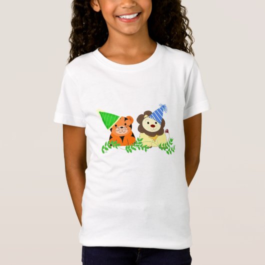 Birthday Design von Tiger und Lion T-Shirt (Vorderseite)