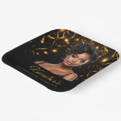 Birthday Dinner Gold and Black Photo Instagram  Pappteller (Gewinkelt)