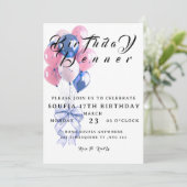 Birthday Dinner Invitation, Editable Birthday Dinn Einladung (Stehend Vorderseite)