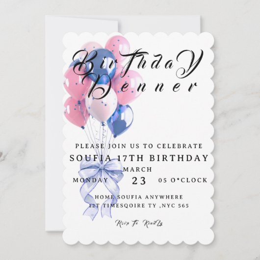 Birthday Dinner Invitation, Editable Birthday Dinn Save The Date (Vorderseite)