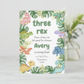 Birthday Dinosaur Einladung (Stehend Vorderseite)