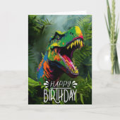 Birthday Dinosaur Green Jungle Cool Jurassic Card Karte (Vorderseite)