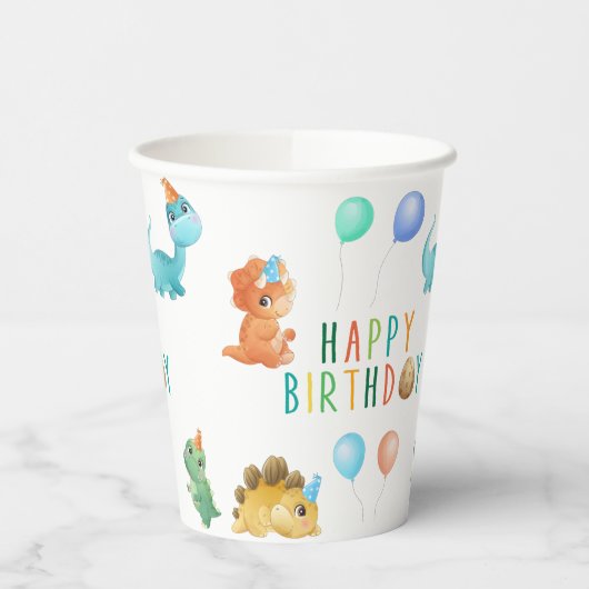 Birthday Dinosaur Pappbecher (Links)