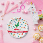 Birthday Dinosaur T Rex Colorful Jurassic Kid Name Pappteller (Party)