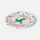 Birthday Dinosaur T Rex Kids Jurassic Prehistorisc Pappteller (Schrägansicht)