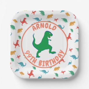 Birthday Dinosaur T Rex Kids Jurassic Prehistorisc Pappteller