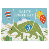Birthday Dinosaur Triceratops Individuelle Name Ag Große Geschenktüte (Vorderseite)