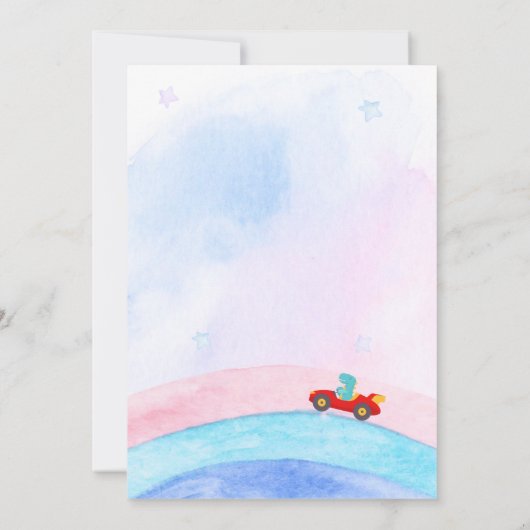 Birthday Dinosaurier Rennfahrer Red Racing Childre Einladung (Rückseite)