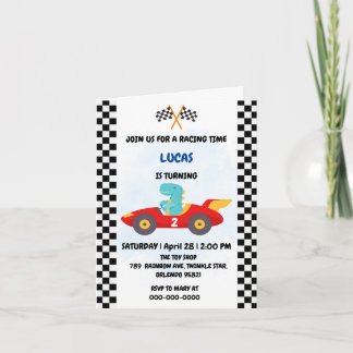 Birthday Dinosaurier Rennfahrer Red Racing Childre Einladung