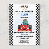 Birthday Dinosaurier Rennfahrer Red Racing Childre Postkarte (Vorderseite)